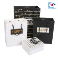 luxury logo printed black craft paper bag for men's shorts and sweaters